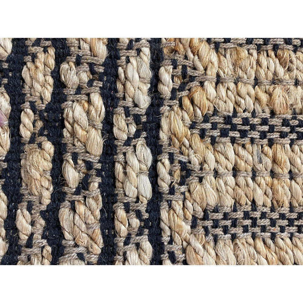 3' X 4' Tan and Black Hand Woven Area Rug