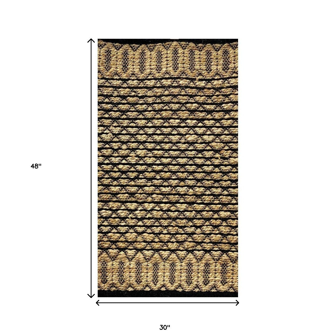 3' X 4' Tan and Black Hand Woven Area Rug