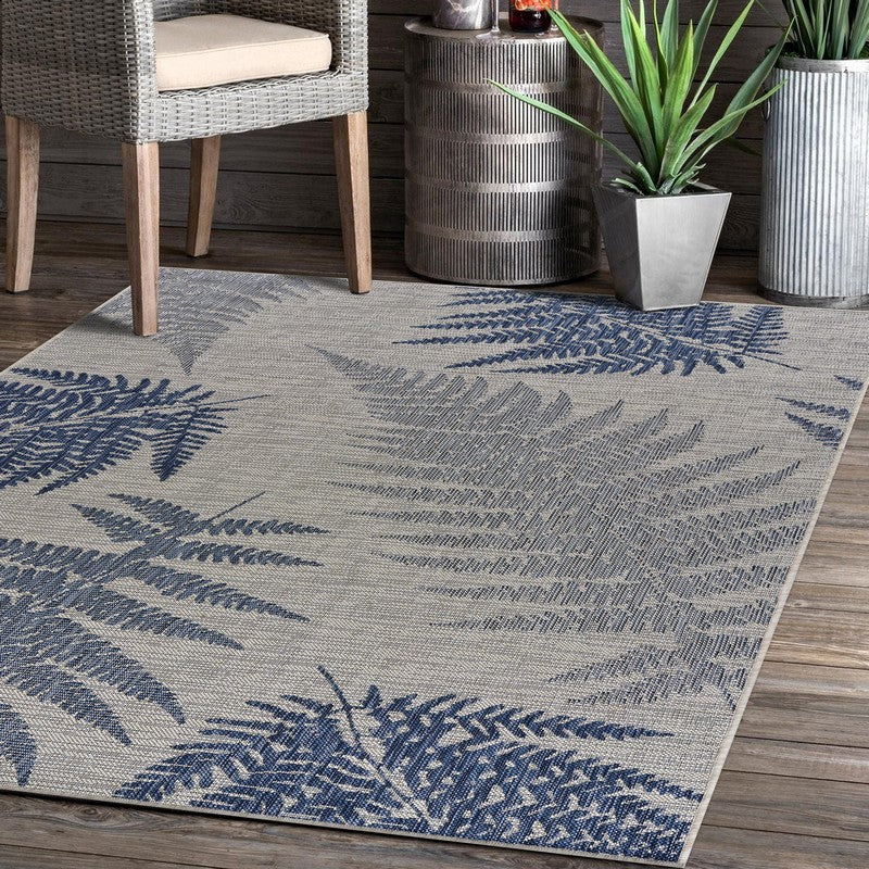 8' X 10' Blue And Gray Indoor Outdoor Area Rug