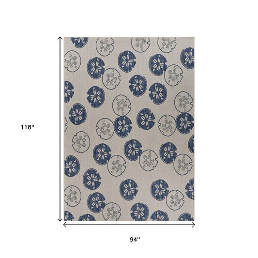 8' X 10' Blue And Gray Indoor Outdoor Area Rug