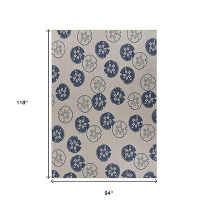 8' X 10' Blue And Gray Indoor Outdoor Area Rug