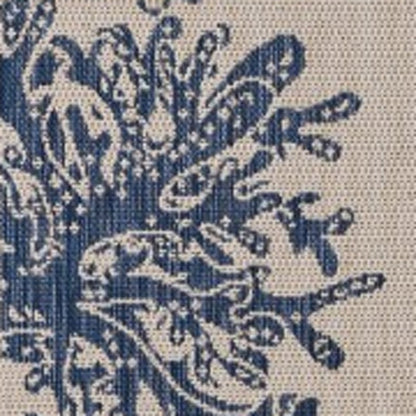 5' X 7' Beige And Blue Coral Indoor Outdoor Area Rug