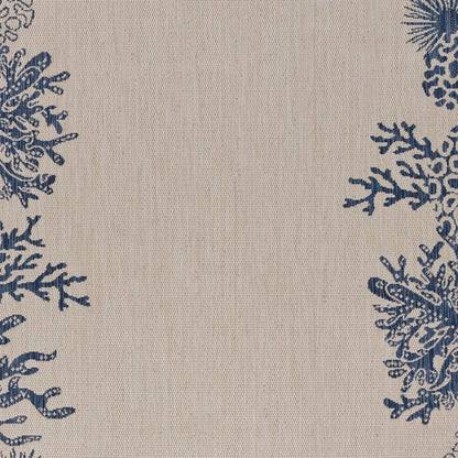 5' X 7' Beige And Blue Coral Indoor Outdoor Area Rug