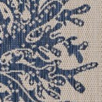 5' X 7' Beige And Blue Coral Indoor Outdoor Area Rug
