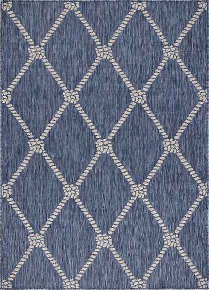5' X 7' Blue And Gray Indoor Outdoor Area Rug