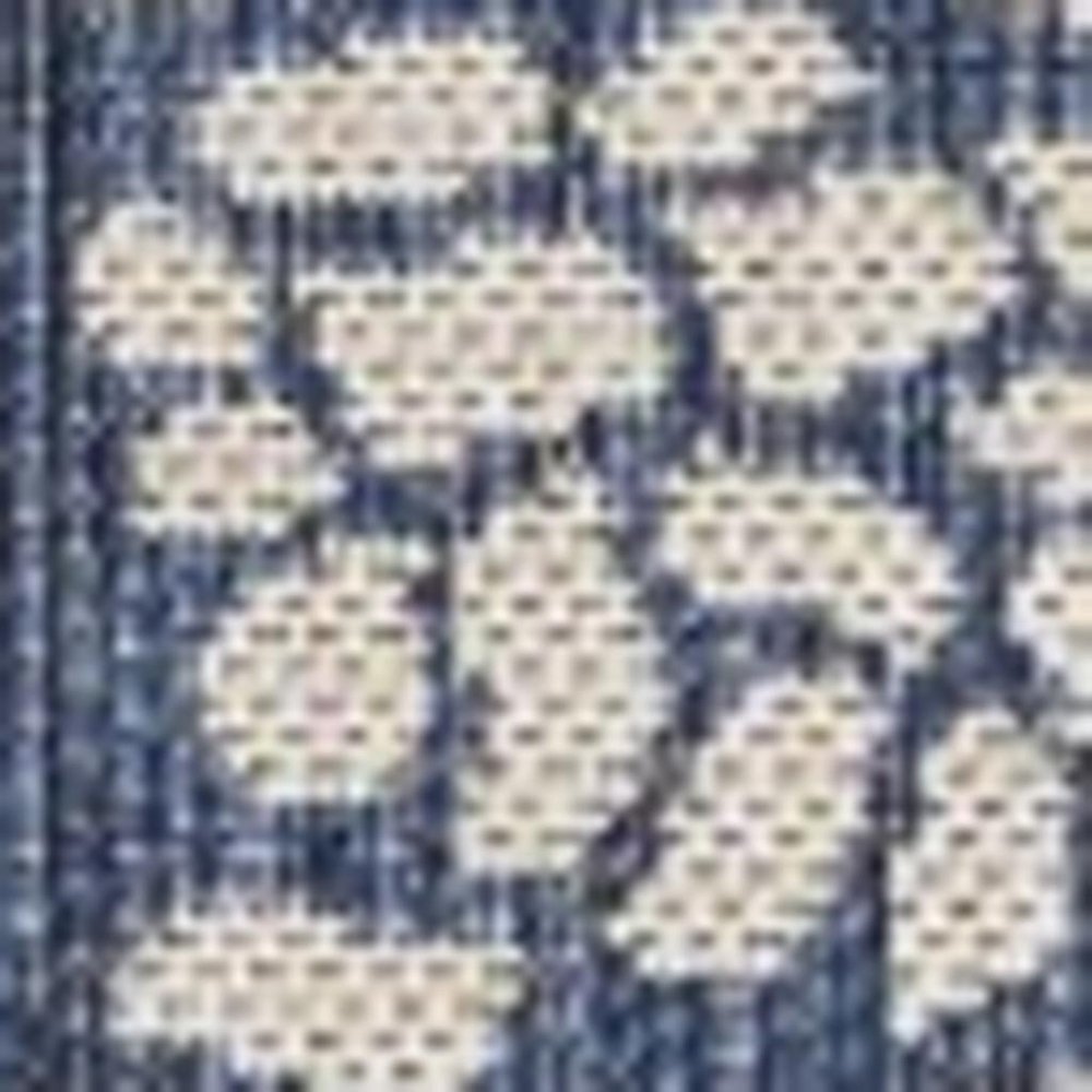 8' Blue And Gray Round Indoor Outdoor Area Rug