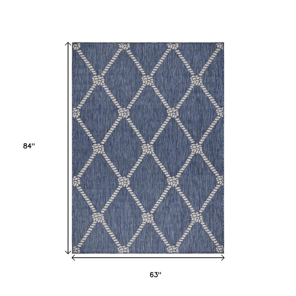 3' X 5' Blue And Gray Indoor Outdoor Area Rug