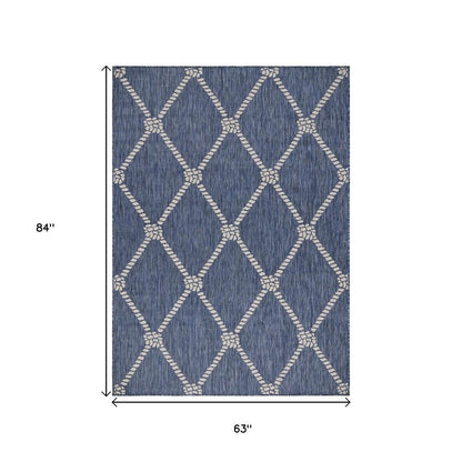 3' X 5' Blue And Gray Indoor Outdoor Area Rug
