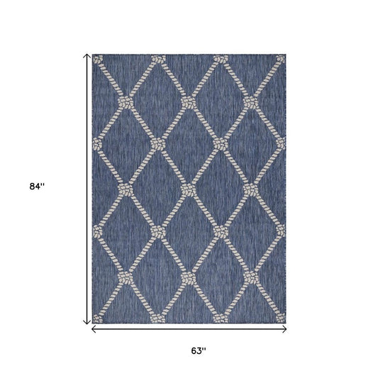 3' X 5' Blue And Gray Indoor Outdoor Area Rug
