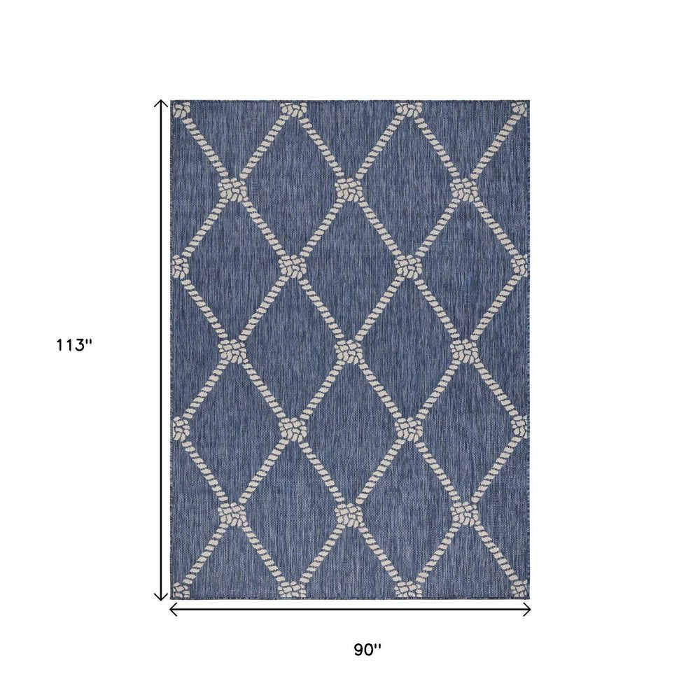 5' X 7' Blue And Gray Indoor Outdoor Area Rug