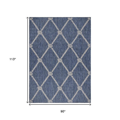 5' X 7' Blue And Gray Indoor Outdoor Area Rug