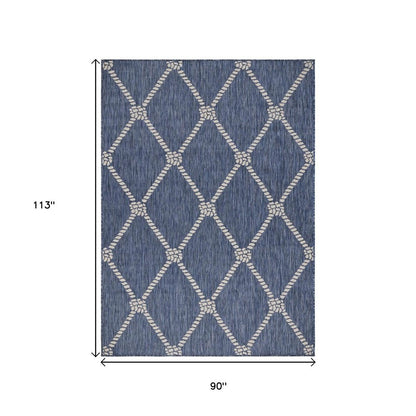 3' X 5' Blue And Gray Indoor Outdoor Area Rug