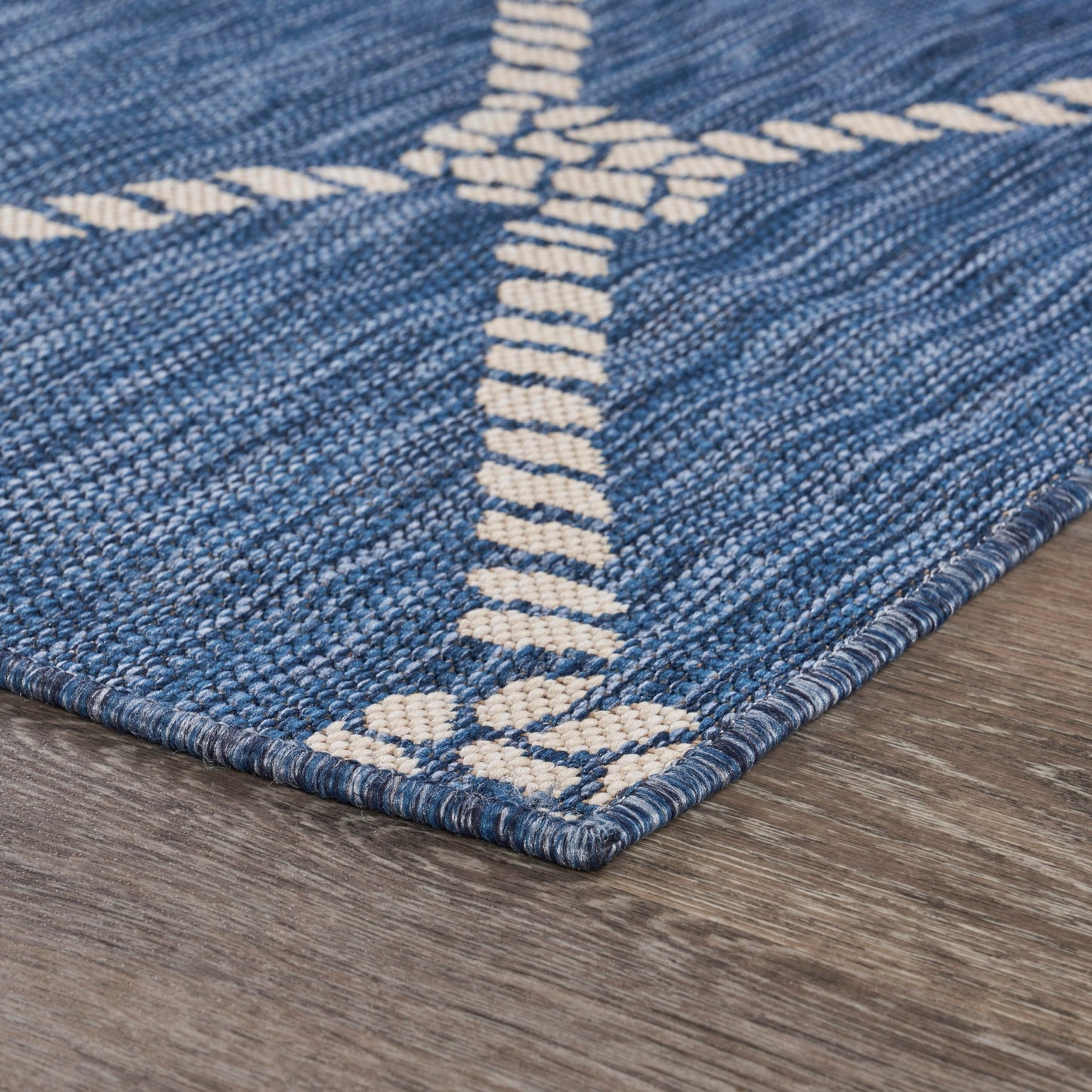 5' X 7' Blue And Gray Indoor Outdoor Area Rug