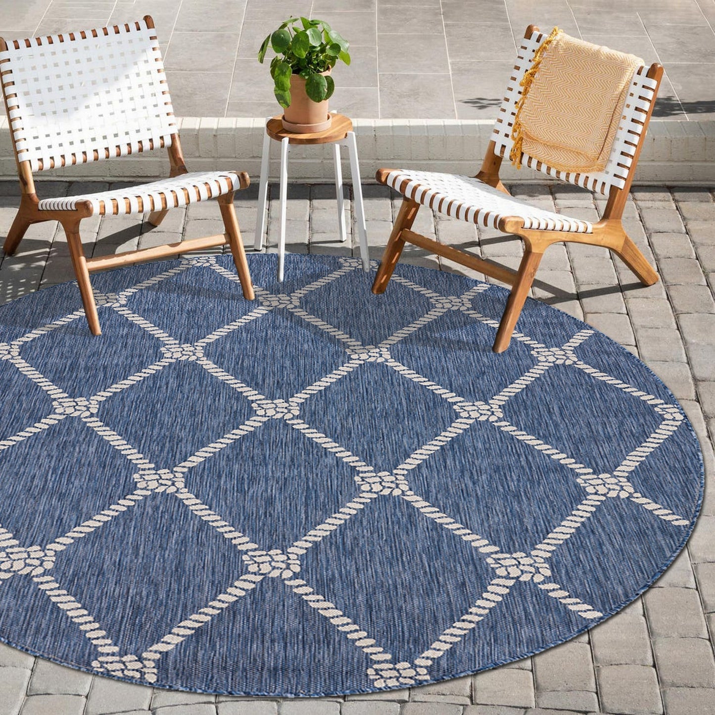 8' X 10' Blue And Gray Indoor Outdoor Area Rug