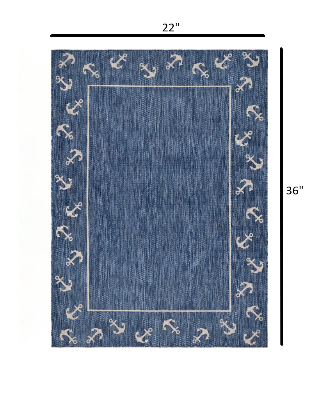 5' X 7' Blue and Natural Nautical Anchor Indoor Outdoor Area Rug