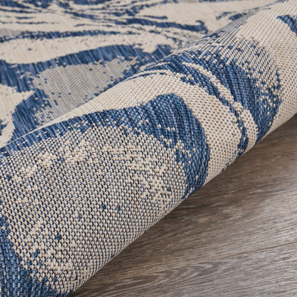 5' X 7' Blue And Gray Indoor Outdoor Area Rug