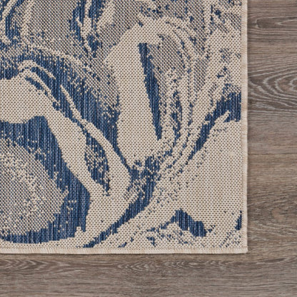 5' X 7' Blue And Gray Indoor Outdoor Area Rug