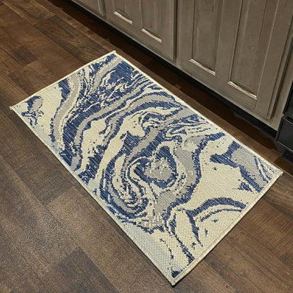 3' X 5' Blue And Gray Indoor Outdoor Area Rug