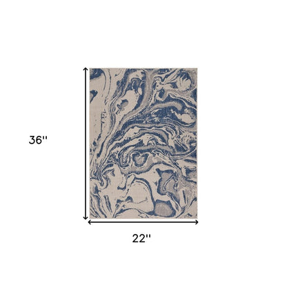 3' X 5' Blue And Gray Indoor Outdoor Area Rug