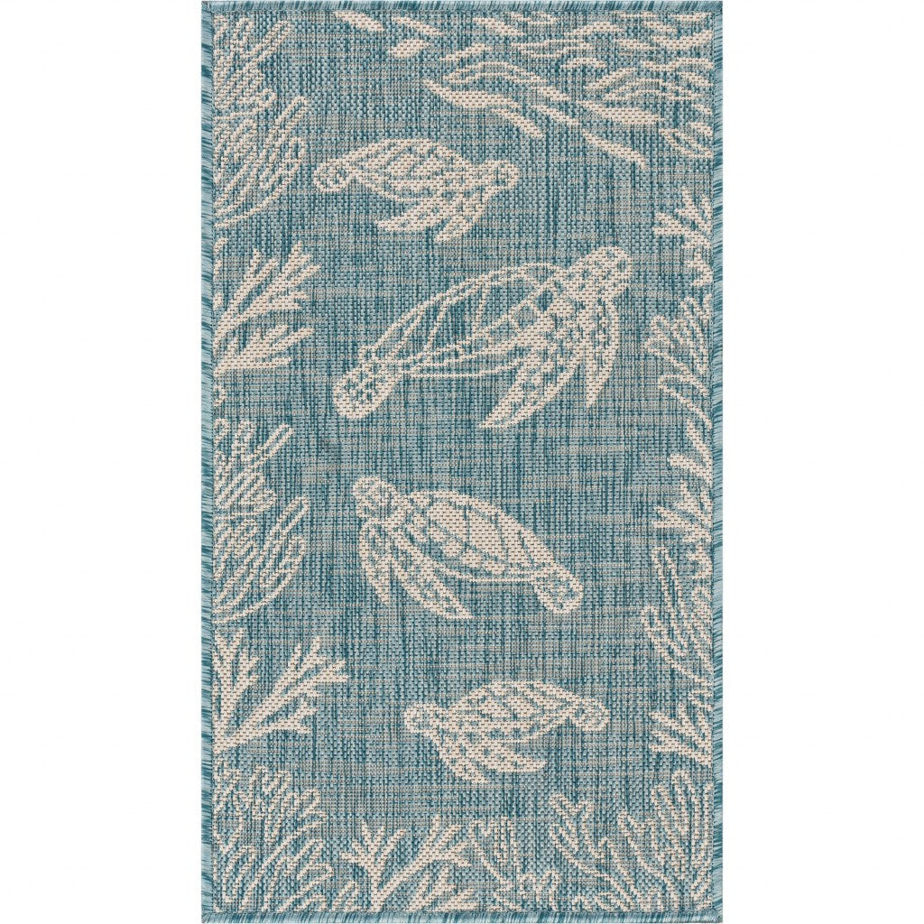 5' X 7' Blue And Gray Indoor Outdoor Area Rug