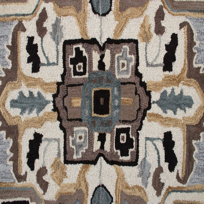 7' X 7' Blue And Red Wool Hand Tufted Area Rug