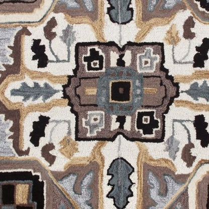 7' X 7' Blue And Red Wool Hand Tufted Area Rug