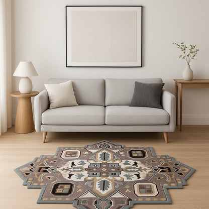 7' X 7' Blue And Red Wool Hand Tufted Area Rug