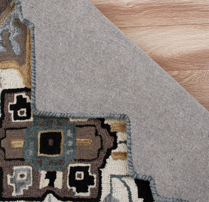 7' X 7' Blue And Red Wool Hand Tufted Area Rug