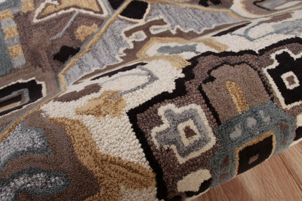 7' X 7' Blue And Red Wool Hand Tufted Area Rug