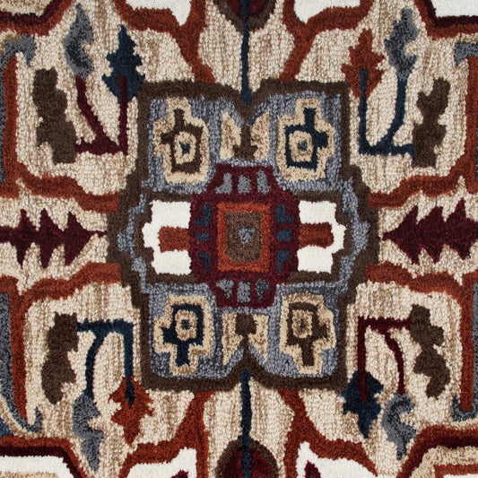 5' X 5' Blue And Red Wool Hand Tufted Area Rug