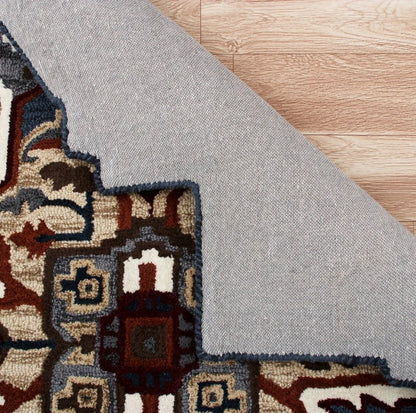 5' X 5' Blue And Red Wool Hand Tufted Area Rug