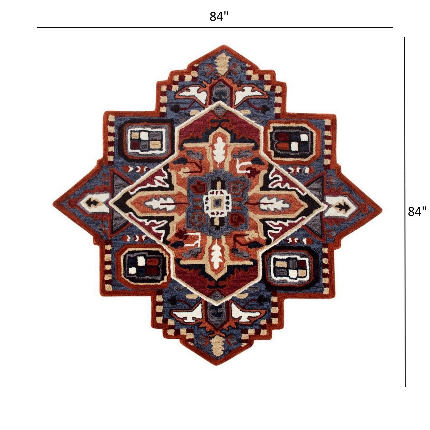 5’ Maroon and Blue Medallion Area Rug