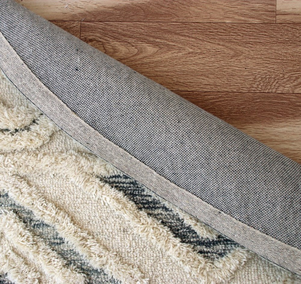 6' Round Cream Modern Geometric Area Rug