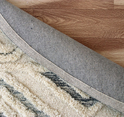 6' Round Cream Modern Geometric Area Rug