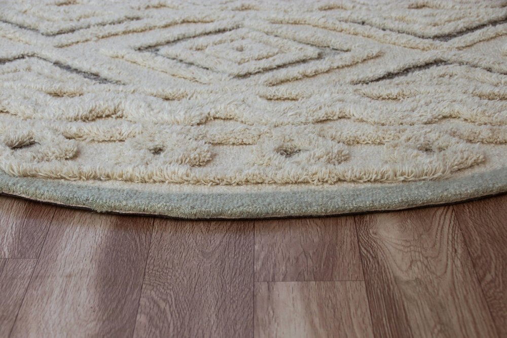 6' Round Cream Modern Geometric Area Rug