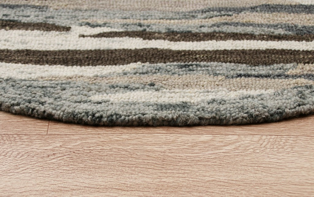 4' Round Brown and Gray Camouflage Area Rug