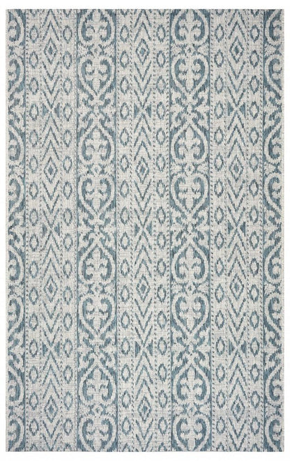 5' X 8' Blue And White Indoor Outdoor Area Rug