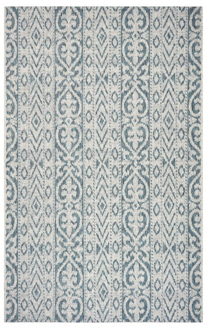 5' X 8' Blue And White Indoor Outdoor Area Rug