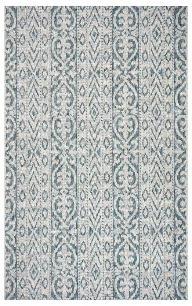 5' X 8' Blue And White Indoor Outdoor Area Rug