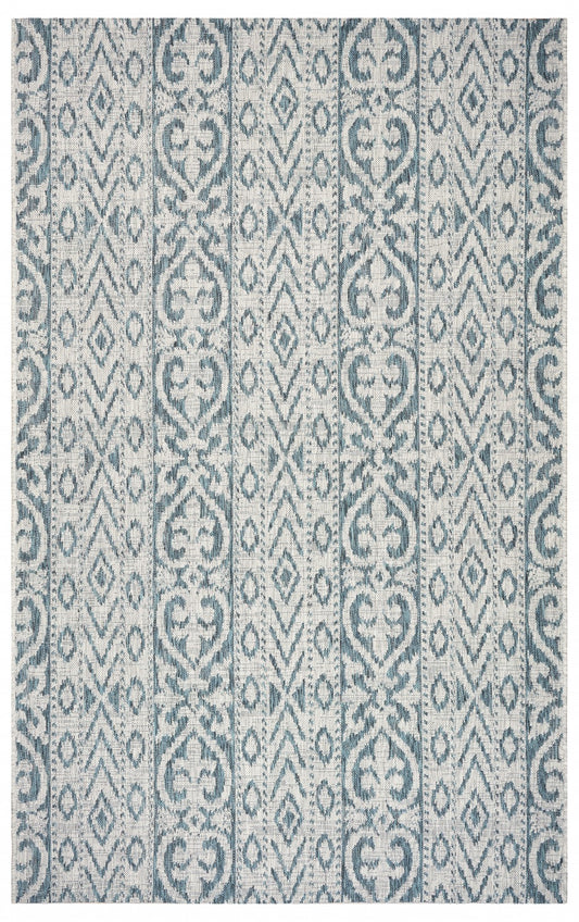 8' X 10' Blue And White Indoor Outdoor Area Rug