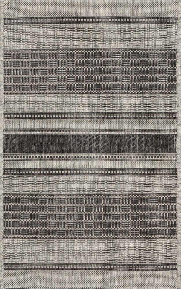 8' X 10' Gray And Black Indoor Outdoor Area Rug