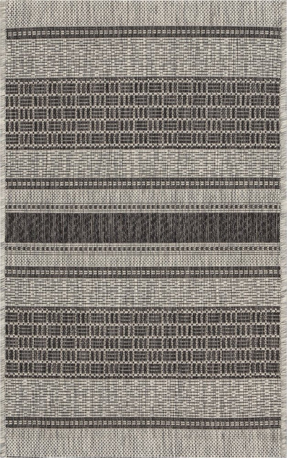 5' X 8' Gray And Black Indoor Outdoor Area Rug