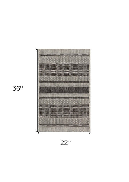 8' X 10' Gray And Black Indoor Outdoor Area Rug