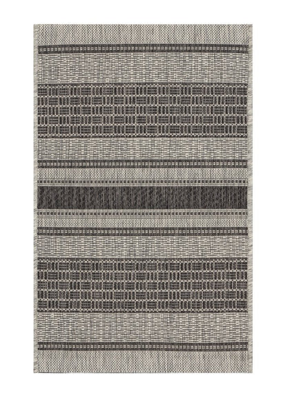 8' X 10' Gray And Black Indoor Outdoor Area Rug
