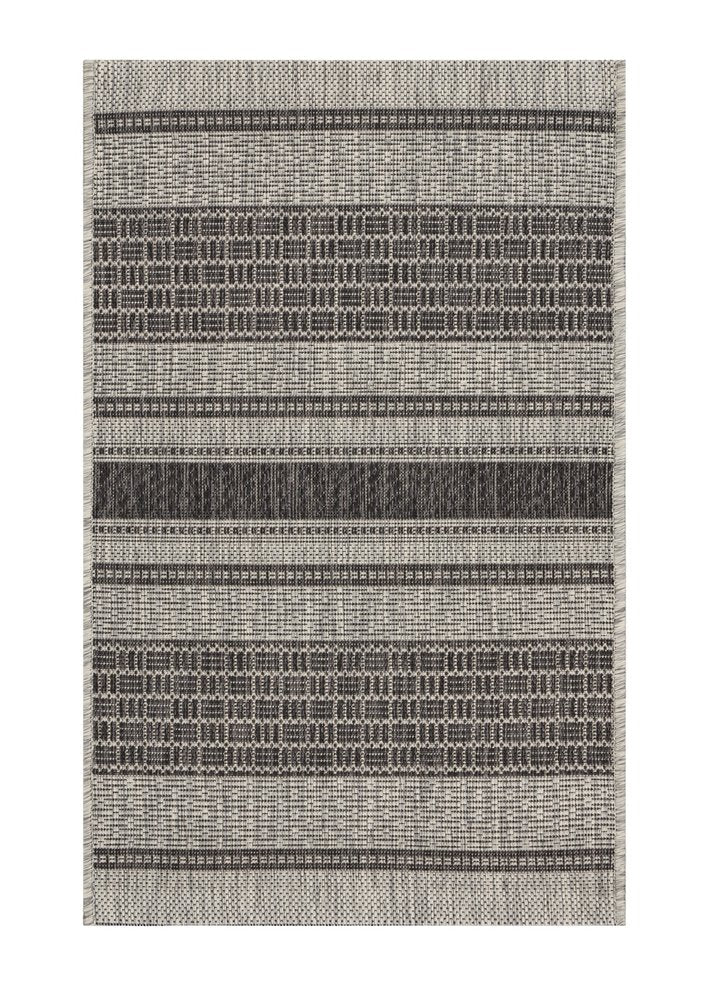 8' X 10' Gray And Black Indoor Outdoor Area Rug