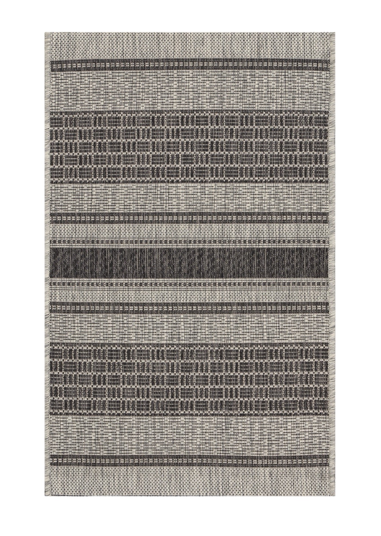 2' X 3' Gray And Black Indoor Outdoor Area Rug