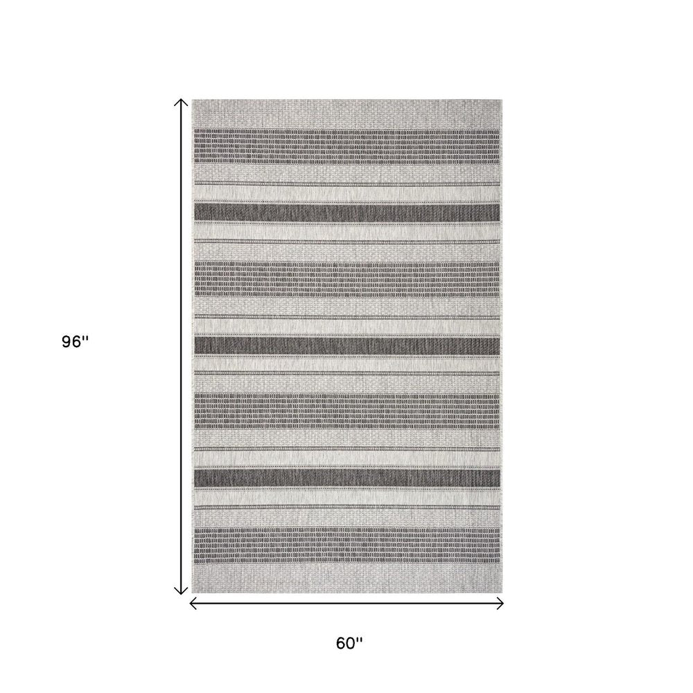 8' X 10' Gray And Black Indoor Outdoor Area Rug