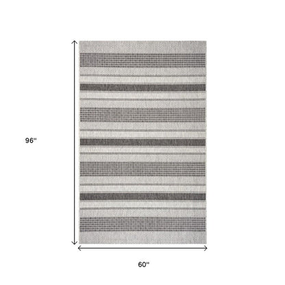 8' X 10' Gray And Black Indoor Outdoor Area Rug