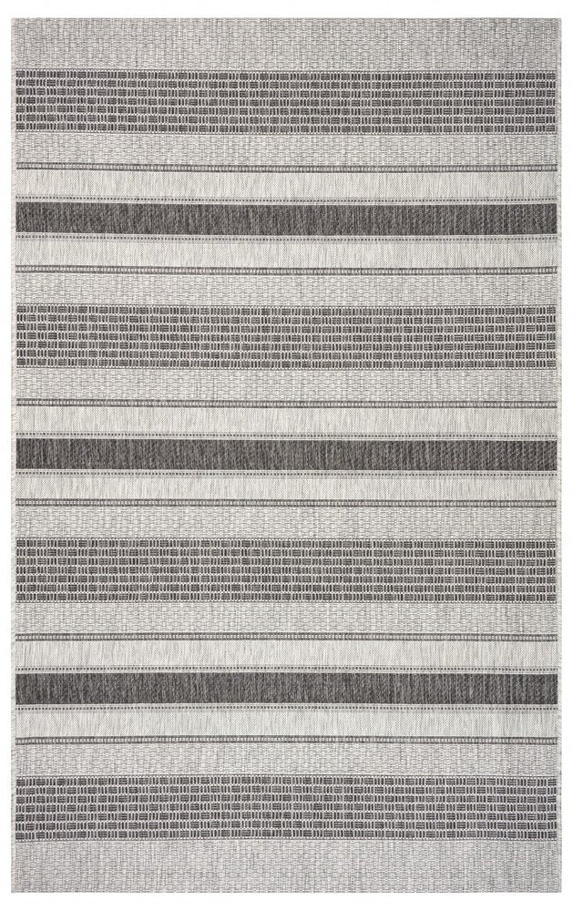 8' X 10' Gray And Black Indoor Outdoor Area Rug