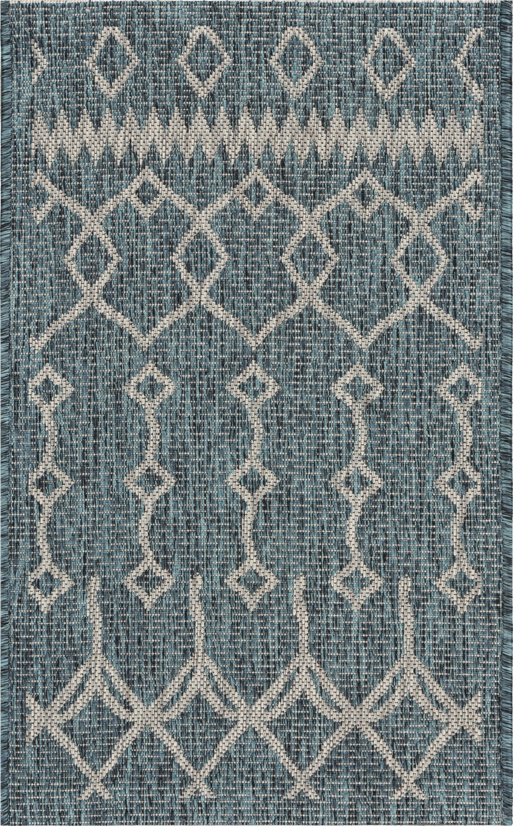 3' X 5' Blue And Gray Indoor Outdoor Area Rug